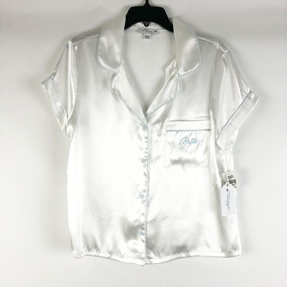 In Bloom by Jonquil Womens Mrs Satin Short Pajama Set XL Ivory The Bride NWT - Picture 3 of 14